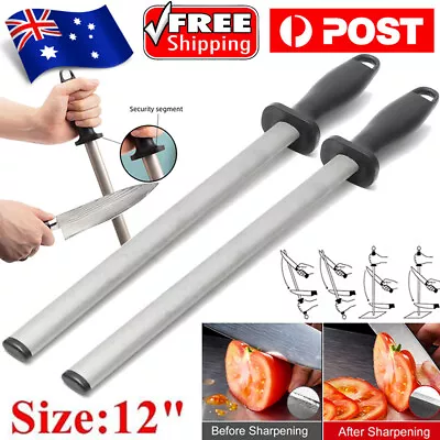 12'' 600 Grit Diamond Knife Sharpening Steel Rod Sharpener Stone Kitchen Tool AU • $13.06