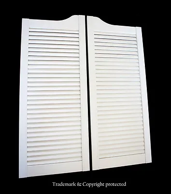 *WHITE* CAFE DOOR 32 W Pine LOUVERED Saloon Swinging Pub Bar Western With Hinges • £409.78