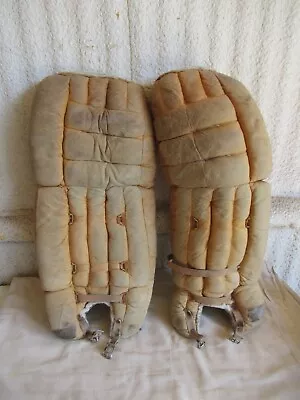 Vintage Spalding Canada Ice Hockey Goalie Pads 30  Leather Good Condition • $69.99