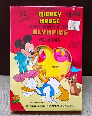 Mickey Mouse Olympics Valentine's Day Cards Vintage 1980's Sealed Retro Disney • $29.95