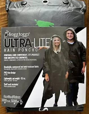 Frogg Toggs Unisex Ultra-Lite2 Rain Poncho Lightweight Carbon Black One Size New • $14.99