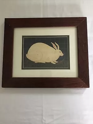 Warren Kimble Rabbit Folk Art Print Farm Bunny Country Wood Framed Matted 11x13 • $25