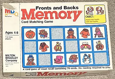 Vintage Memory Card Matching Game Fronts And Backs Milton Bradley 1980 Complete • $17.99