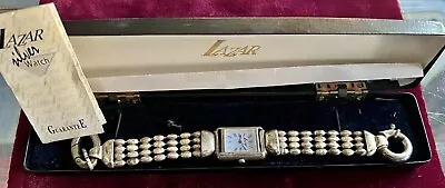 Vintage France Lazar .925 Sterling Silver Heavy Thick Link Wrist Watch OGP COA • $95