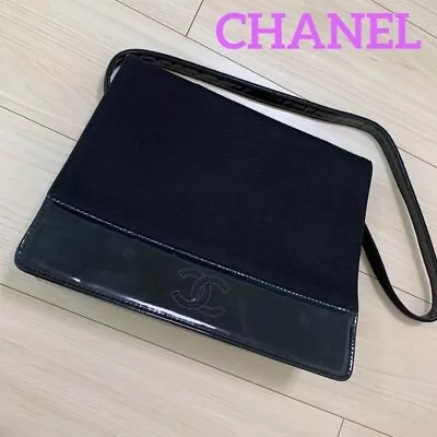 CHANEL COCO MARK CC One Crossbody Bag Women Black Vintage Guarantee Card Genuine • $1196.11