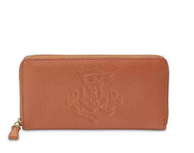 Ralph Lauren Huntley Zip Wallet Brown Leather Embossed New Deadstock • $65.25