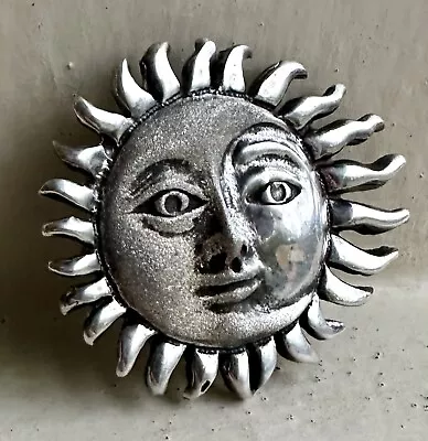 Sterling Silver Moon & Sun Pendant/Brooch Mexico • $54.99
