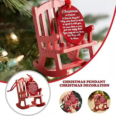 Christmas In Heaven Memorial Ornament Mini Wooden Rocking Xmas Chair New W4IUS • $4.21