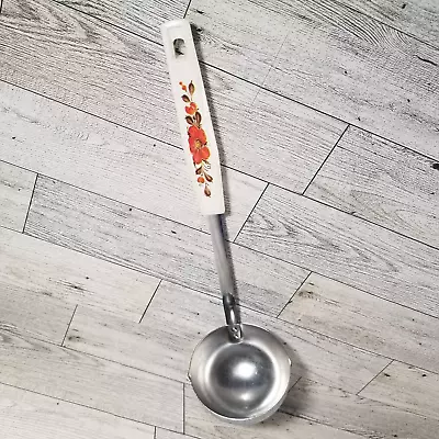  VINTAGE 10  LadleSTAINLESS W/ White Handle W/ Decorative Floral Design~JAPAN • $7.32