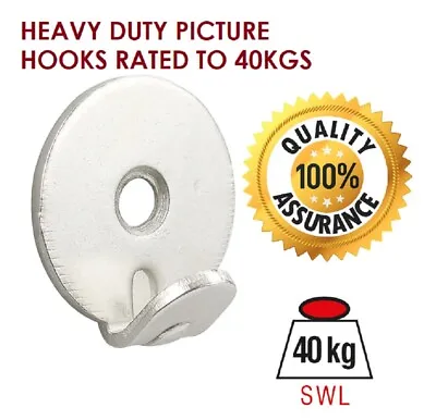 Heavy Duty Nickel Plated Round Picture Hook Mirror Painting Frame Wall Hanging • £4.75