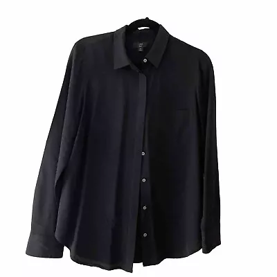 $120.00 J.Crew 100% Silk BlackWoman’s  Collared Lsleeve Button -Up Shirt Sz 12 • $12