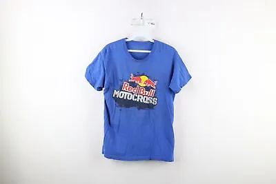 Alpinestars Mens Small Faded Spell Out Red Bull Motocross Racing T-Shirt Blue • $35.95