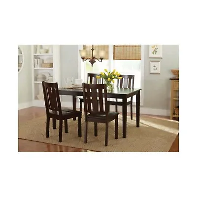 Dining Room Table Set For 4 Farmhouse Wooden Kitchen Table & Chairs 5 Pc. Brown • $429.95