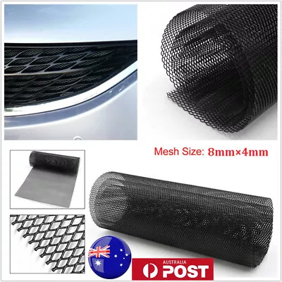 Black Aluminium Universal Car Fender Bumper Hood Vent Mesh Grill Cover 100×33cm • $26.25