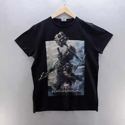 Marvel Mens T Shirt Large Black Thor Ragnarok Graphic Short Sleeve • £9.02