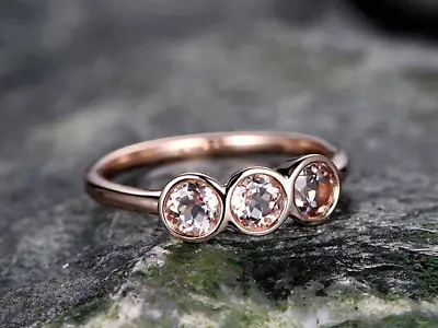 Lab-Created Morganite Engagement Ring 14K Rose Gold Plated 1.5 Ct Round Cut • $139.99