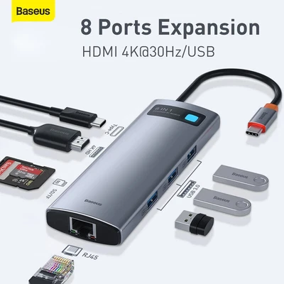 $39.99 • Buy Baseus 8in1 HUB USB C Type C 4K HDMI USB 3.0 Adapter SD TF Card For MacBook Pro