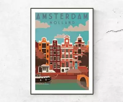 Restored Vintage Amsterdam Holland Poster / Print / The Netherlands Home Decor • $19.09