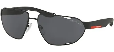 $269.95 • Buy POLARIZED New PRADA Linea Rossa Black Metal Sport Sunglasses SPS 56U DG05Z1 56US