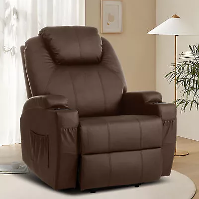 Electric Power Lift Chair Recliner PU Leather Chair W/ Heated Vibration Massage • $325.54