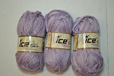 Lot Of 3 Ice Yarns Flamenco Glitz Ruffle Yarn Lavender 100gm Ea. NEW • $14.99