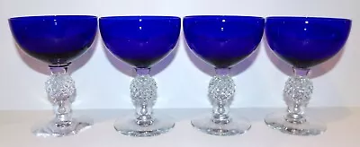 Set 4 Morgantown Glass Golf Ball Cobalt Ritz Blue 4 7/8  Champagne/tall Sherbet • $84.99