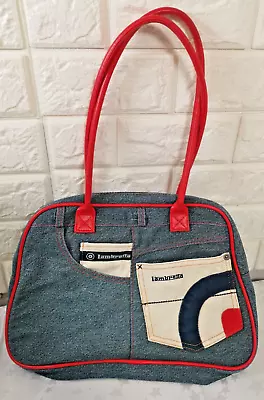 Official Lambretta Target Ladies Denim Handbag Red Handles/Trim • £9.99