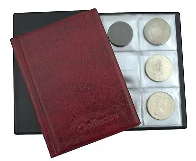 Red Coin Album For 48 Large Size Coins CROWN 5 POUND Book Folder Collector • £6.99