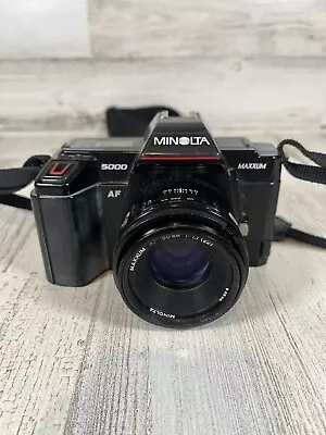 Minolta Maxxum 5000 AF 35mm SLR Film Camera + Minolta 50mm Lens TESTED • $32.99