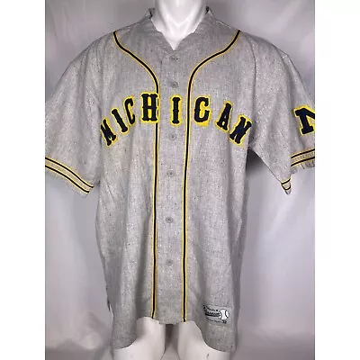 VTG Michigan Wolverines NCAA Gray Baseball Jersey Colosseum Wool Blend Men's XL • $99.99