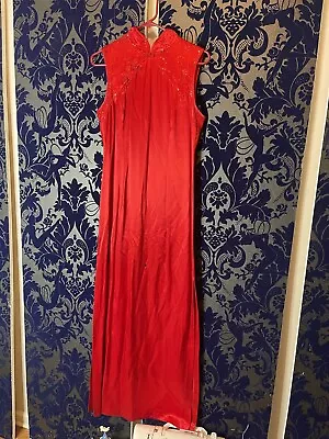 Vintage 80s 90s Zum Zum Size 11 Floral Red Lace  Dress WITH HOLE (HOME24) • $11.38