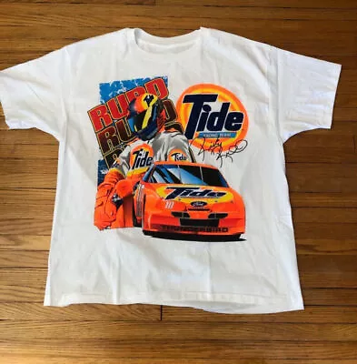 VINTAGE Nascar Ricky Rudd Tide Racing Team Mens T-shirt XL Neon Race Car 90s VTG • $16.99