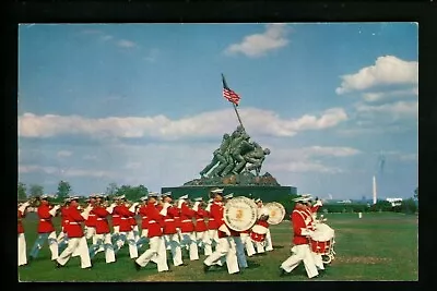 Military Postcard U.S. Marine Corps War Memorial Marching Band Arlington VA • $4.49