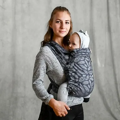 Baby Wrap Mei Tai Baby Carrier Gray Feathers Organic Cotton Mei Tai Baby Wrap • $72