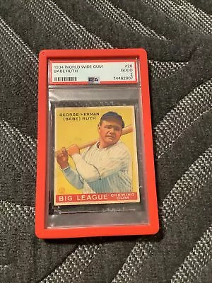 1934 World Wide Gum #28 Babe Ruth Psa 2 Nicely Centered Low Pop. • $10995