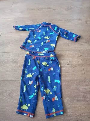 George Baby Boy Blue Dinosaur Sunsuit/ Beachwear Age 6-9 Months • £1.49