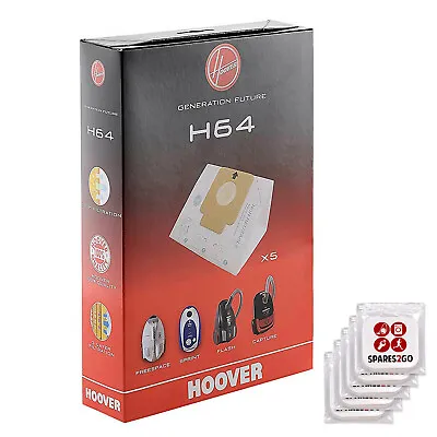 HOOVER H64 5 X Dust Bags Vacuum Cleaner Freespace Sprint Flash Cylinders Fresh • £12.91