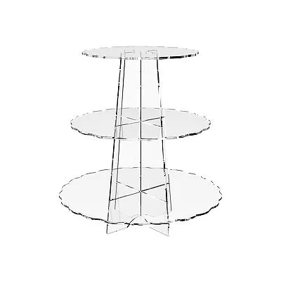 £19.91 • Buy Cup Cake Stand Acrylic 3 Tier Cupcake Display Holder Clear Riser - Scallop