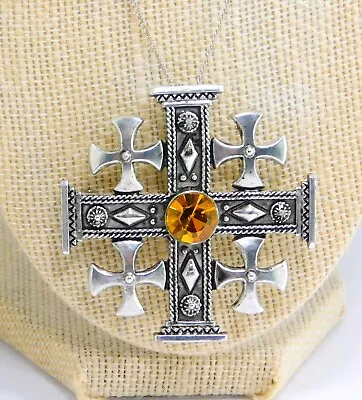 Beautiful Vintage Weiss Jerusalem Maltese Cross Pendant 925 Necklace • $29.99