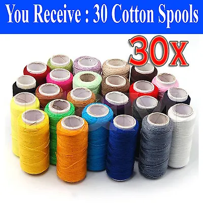 30 Spools 24 Colour Finest Quality Sewing All Purpose 100% Cotton Thread Reel  • £5.99