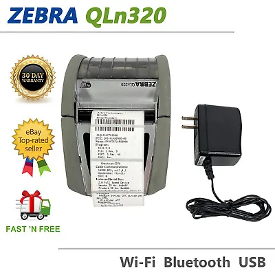 Zebra QLn320 Mobile Barcode Thermal Printer Wi-Fi Bluetooth USB With AC Adapter • $84.75