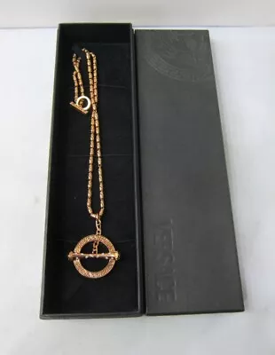 VERSACE  Gianni Necklace Women Gold Chain Round Auth With Box Made Italy • $195