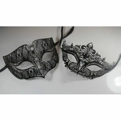 His And Hers Venetian Masquerade Masks Couple Masks Set Black Color • $27.45