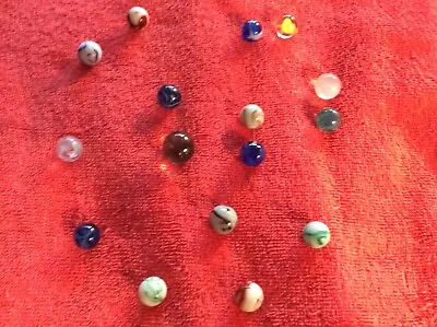 Lot Of 16 Vintage Marbles Red Pouch • $17.99