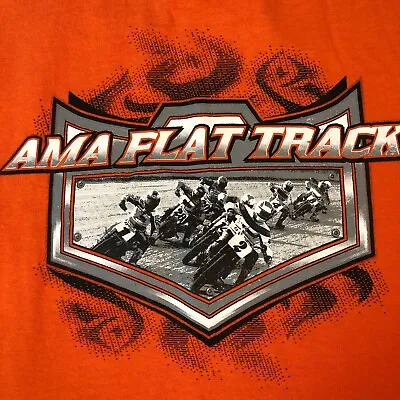 Vtg Mens AMA Flat Track Motocross Orange Double Sided Tank Top Sz Large Gildan • $19.20