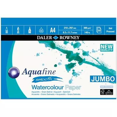 Daler Rowney Aquafine Jumbo Watercolour Smooth Pad A4 300gsm • £22.95