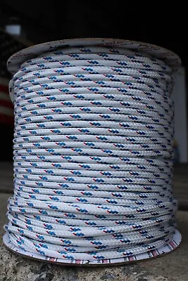 New England STA-SET Halyard Sheet Line Dacron Sail Rope 1/4  X 100' White/Blue • $65