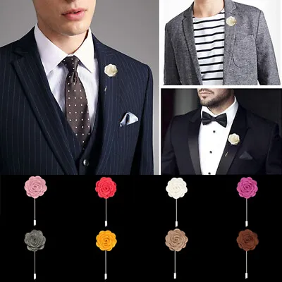 Groom Boutonniere Lapel Pins Wedding Flower Corsage Suit Roses Flower Brooch Pin • £3.20