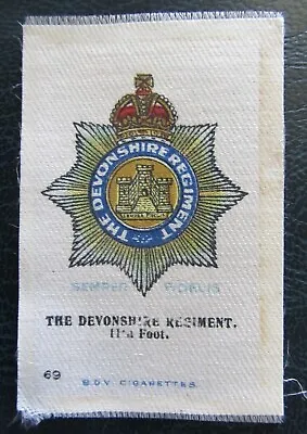 £2.95 • Buy BDV Cigarette Silks Card Ww1 1914 Devonshire Regiment Military
