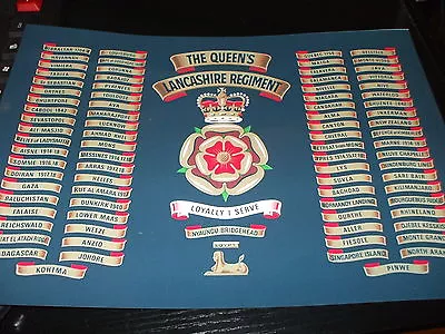 The Queens Lancashire Regiment Battle Honours A4 Print  • £5